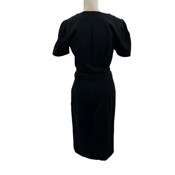 Hugo Boss Black Belted Dress Size Large Short Sleeve Scoop Neck Midi - Picture 2 of 10